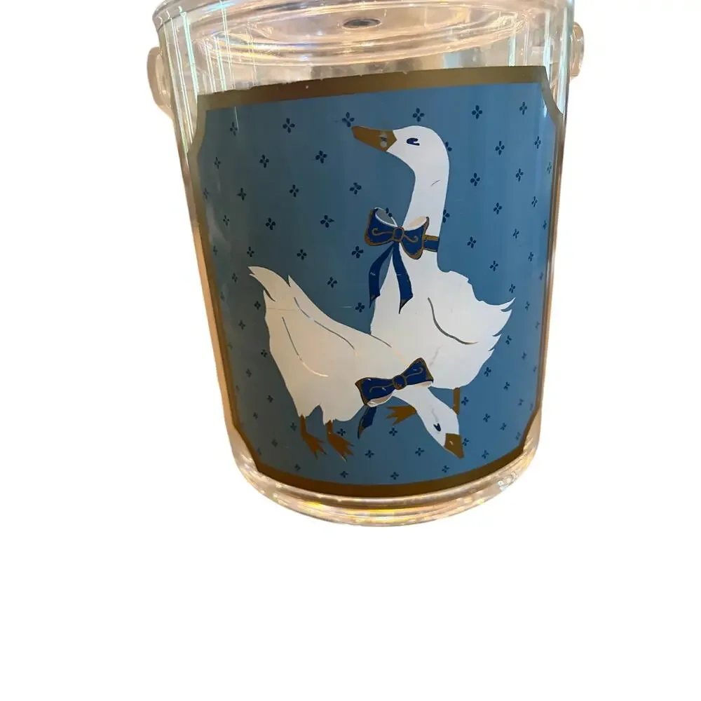 Vintage Culver Acrylic Ice Bucket Goose Blue Bow Mid Century Barware